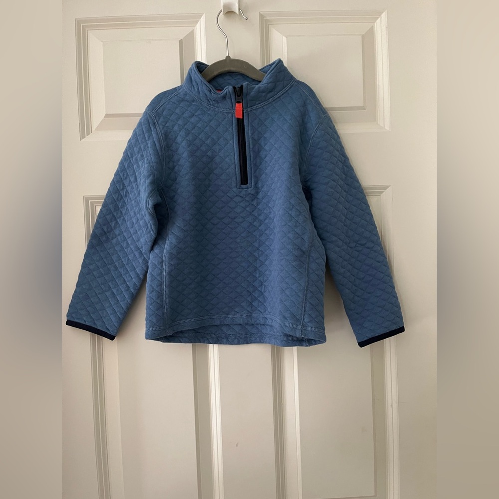 Boys Crewcuts Blue Diamond Quilted Half Zip Pullover Size XS 4-5 100% cotton